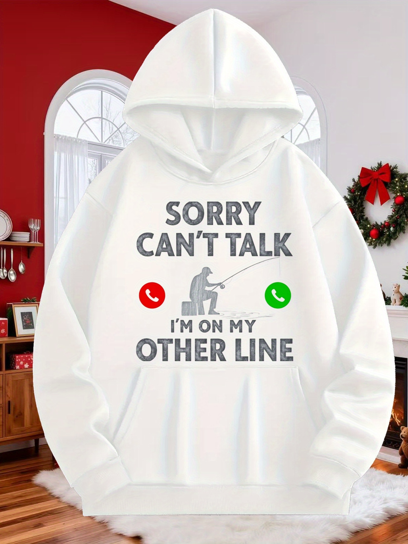 Tailorly Men's Printed Hoodie - Sorry Cant Talk On My Other Fishing Line