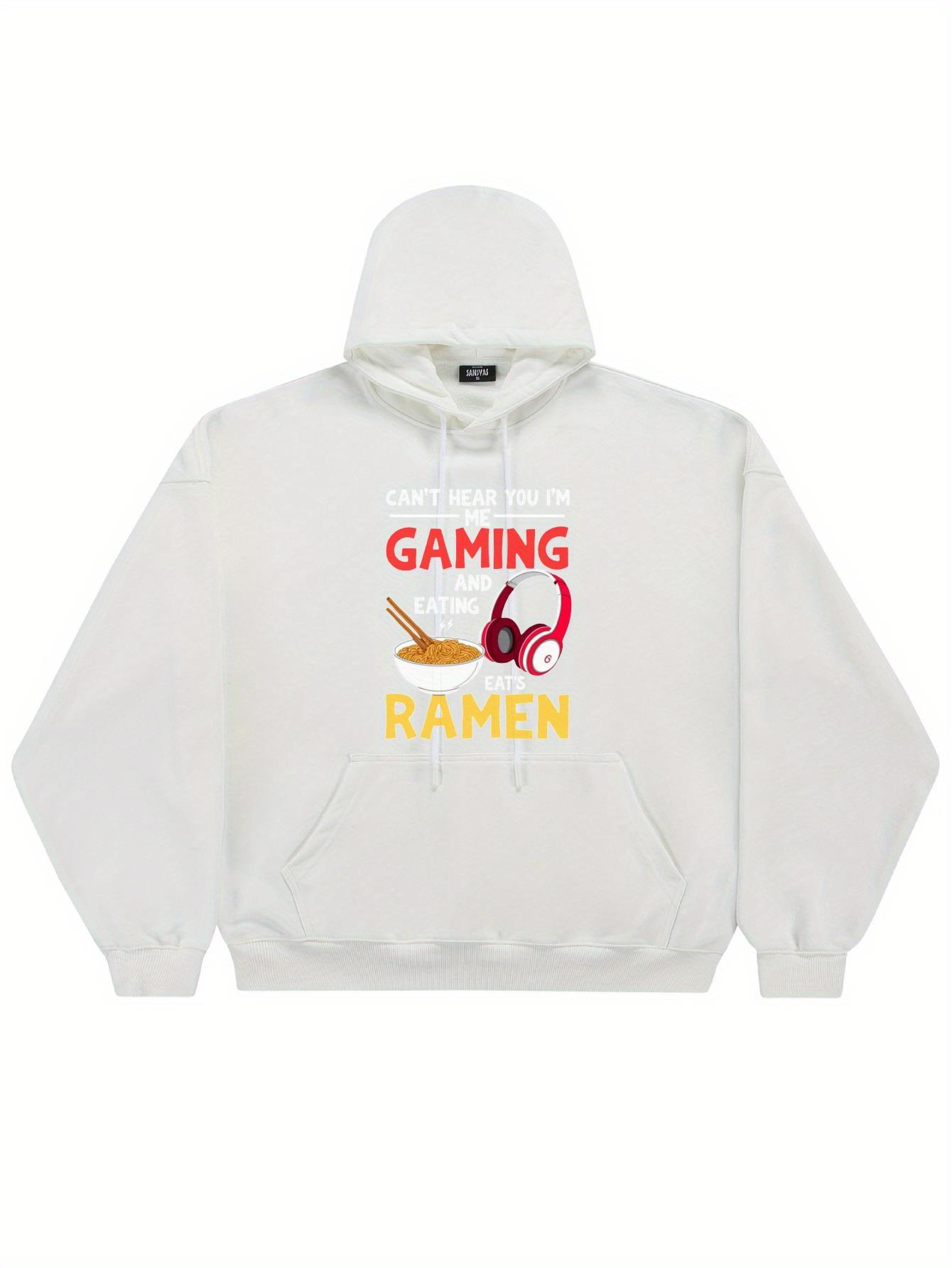 Tailorly Men's Printed Hoodie - Chopsticks And Headphones With Vibrant Gaming Ramen Motif