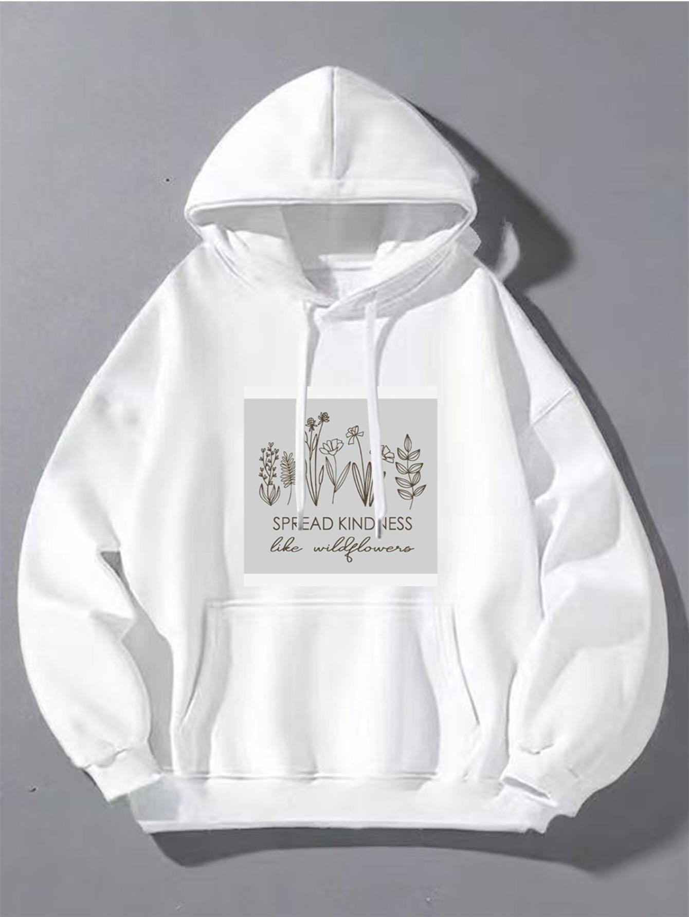 Tailorly Men's Printed Hoodie - Spread Kindness With Delicate Plants And Inspirational Words Hoodie