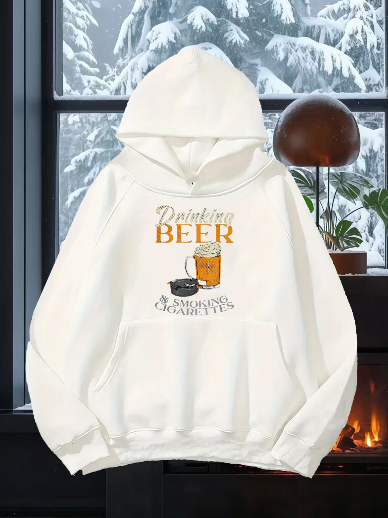 Tailorly Men's Printed Hoodie - Refreshing Golden Beverage Illustration With Foaming Glass Of Beer