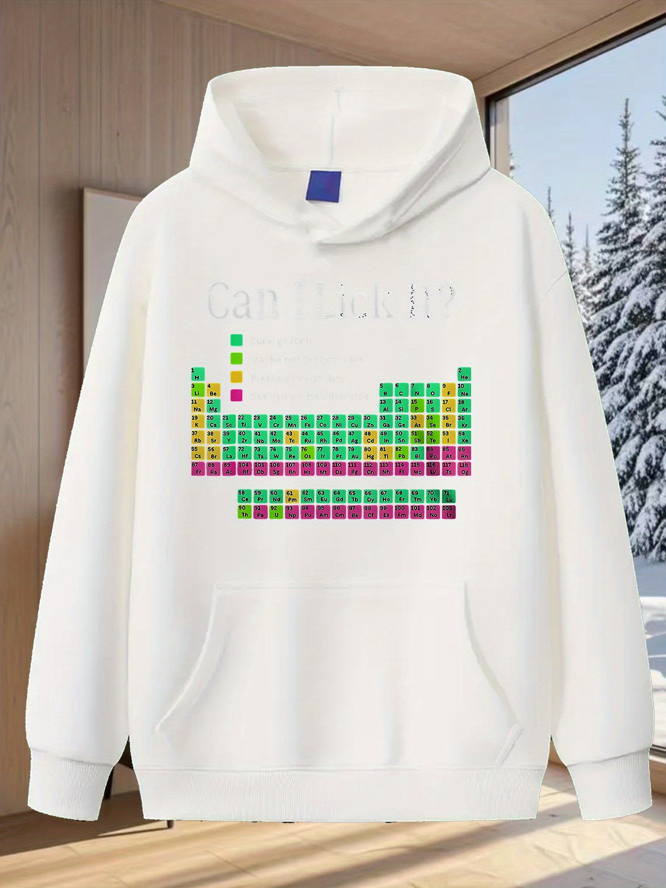 Tailorly Men's Printed Hoodie - Periodic Elements Chart Colorful Block Square Table