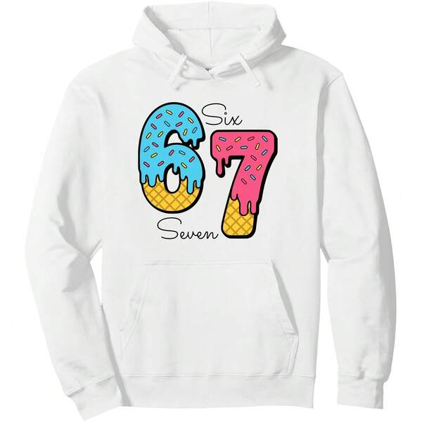 Tailorly Men's Printed Hoodie - Colorful Icing Drips With Numbers And Handwritten Six Seven