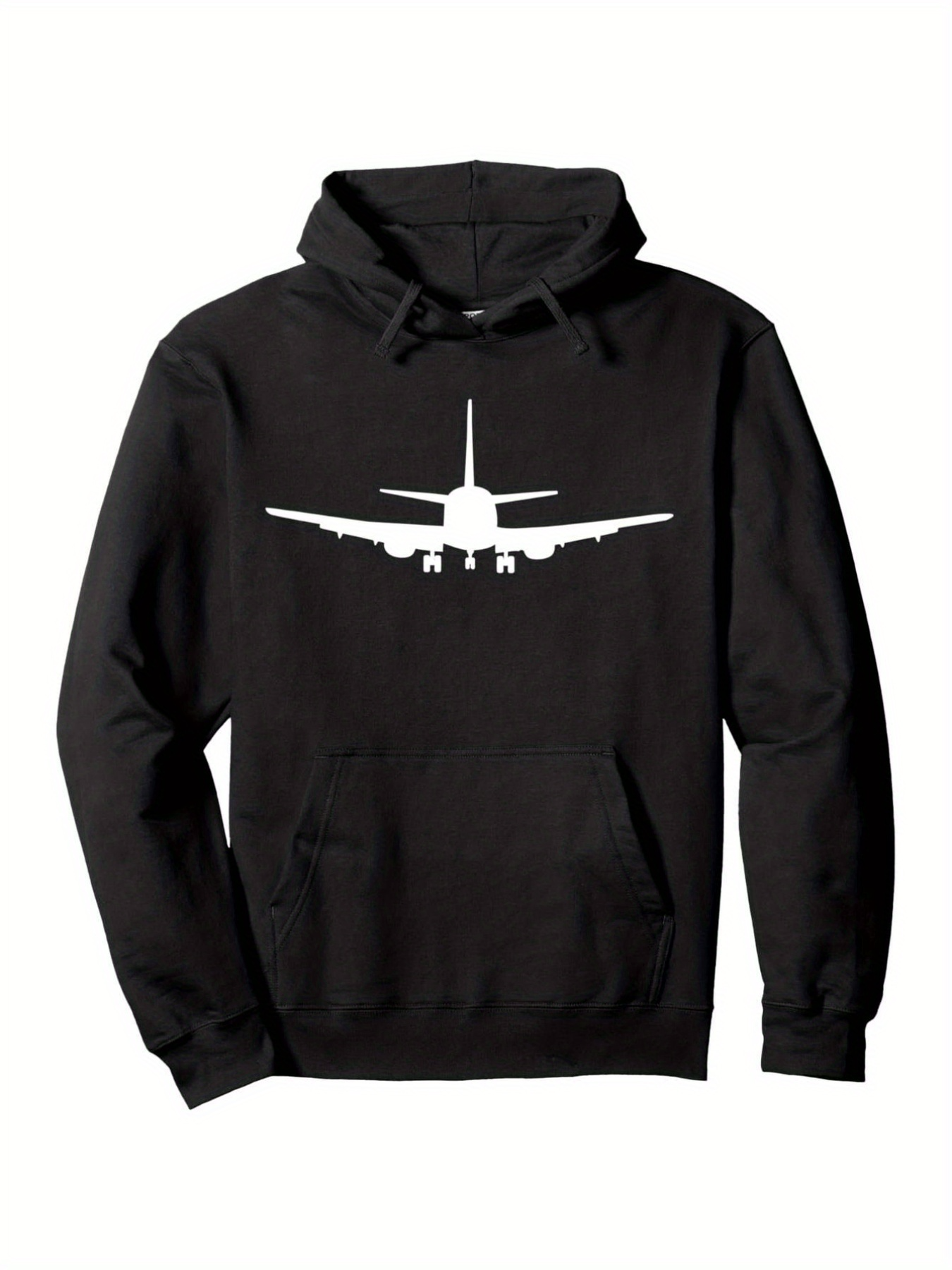 Tailorly Men's Printed Hoodie - Minimalist Silhouette Spotlighted By Soft Evening Glow Airplane