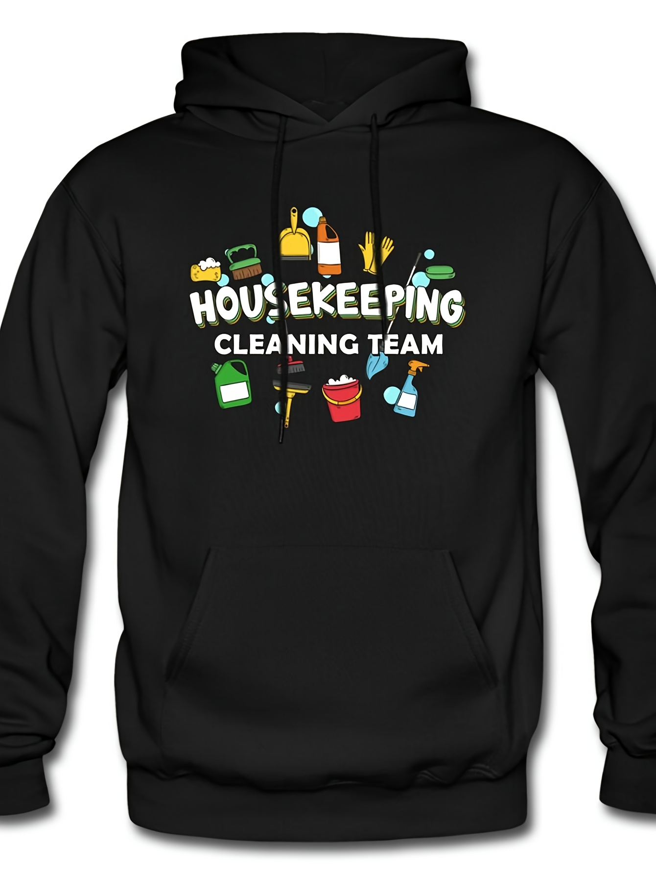 Tailorly Men's Printed Hoodie - Housekeeping Cleaning Tools Among Colorful Supplies Hoodie