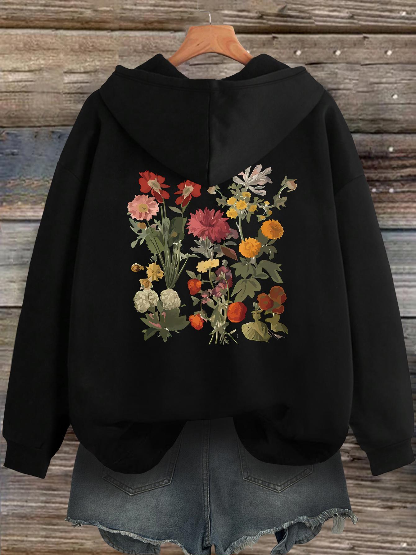 Tailorly Women's Printed Hoodie - Wildflowers Arranged In A Natural Bouquet Among Lush Greenery Hoodie