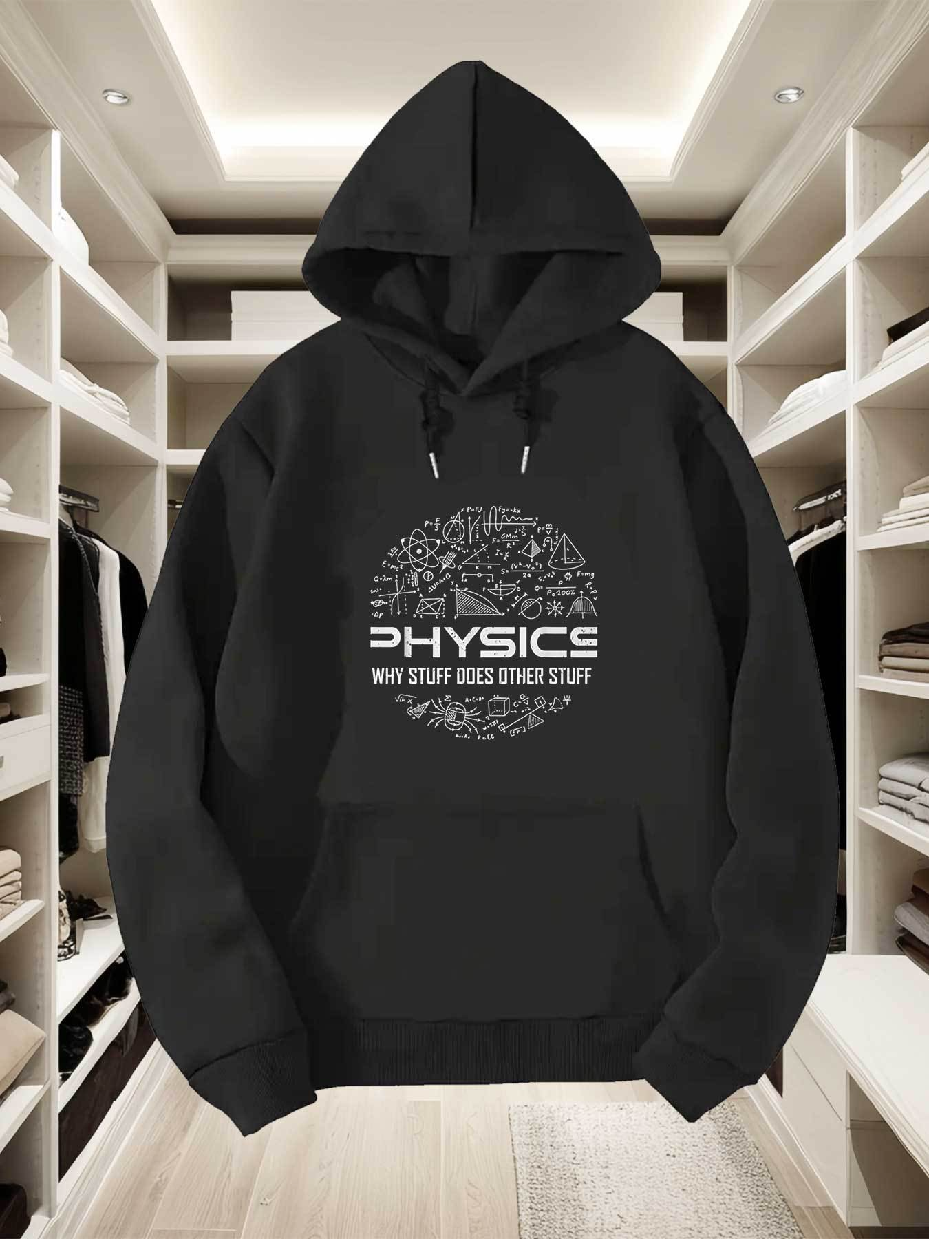 Tailorly Men's Printed Hoodie - Physics Equation Diagram Circle Geometry Surrounded By Scientific Symbols Hoodie