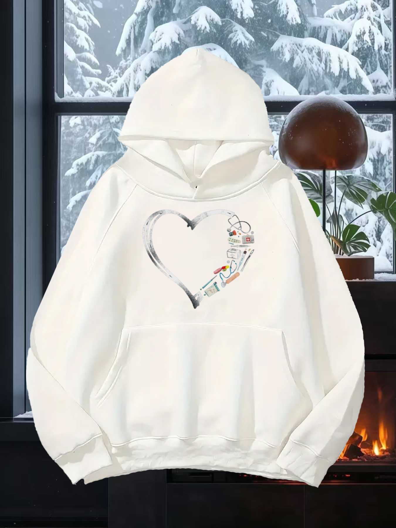 Tailorly Men's Printed Hoodie - Hand Drawn Art Style Heart With Delicate Illustration And Doodle Details Heart