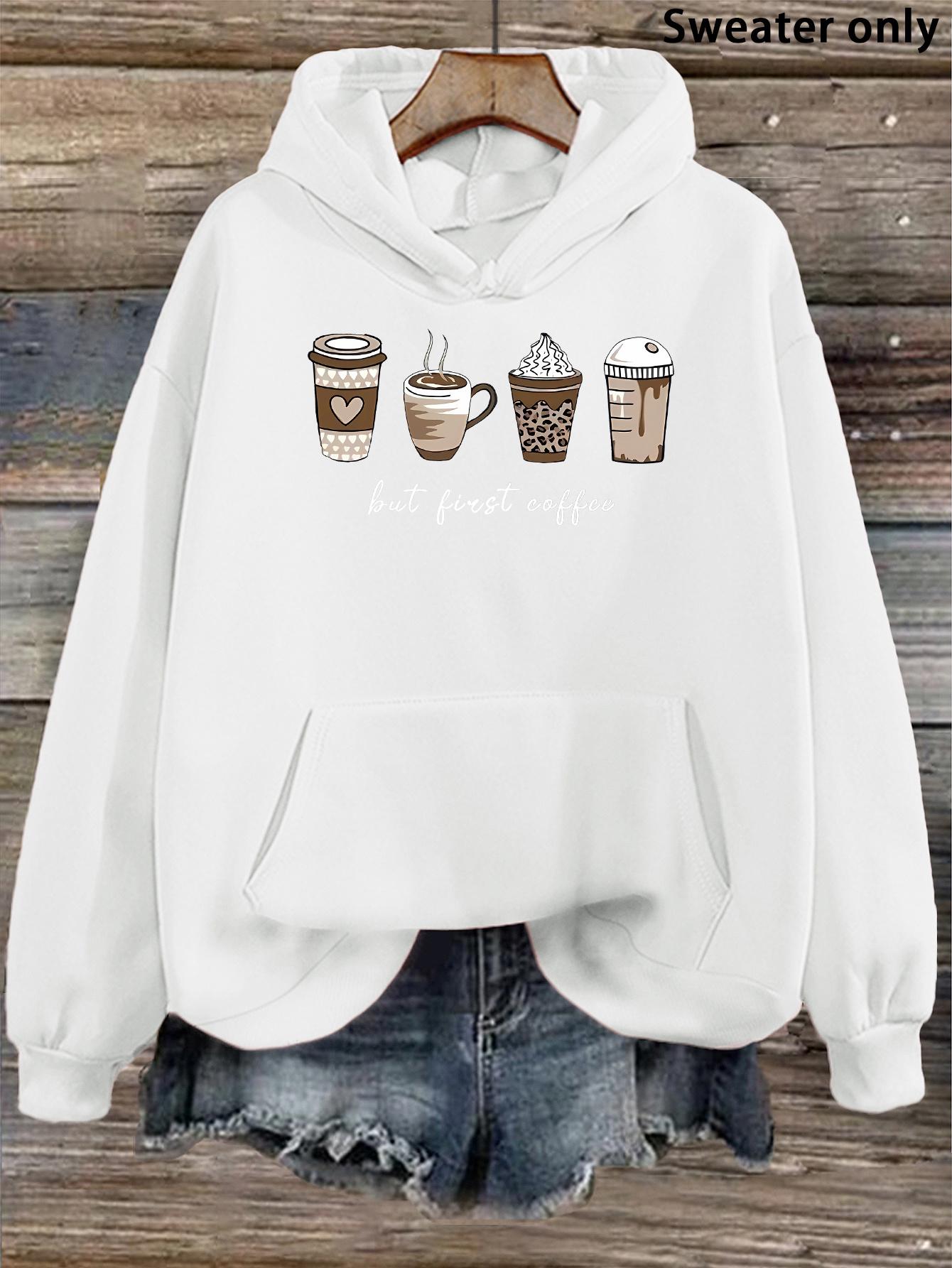 Tailorly Women's Printed Hoodie - Sweater Only Icy Takeaway Drinks On Cozy Relaxed Hoodie