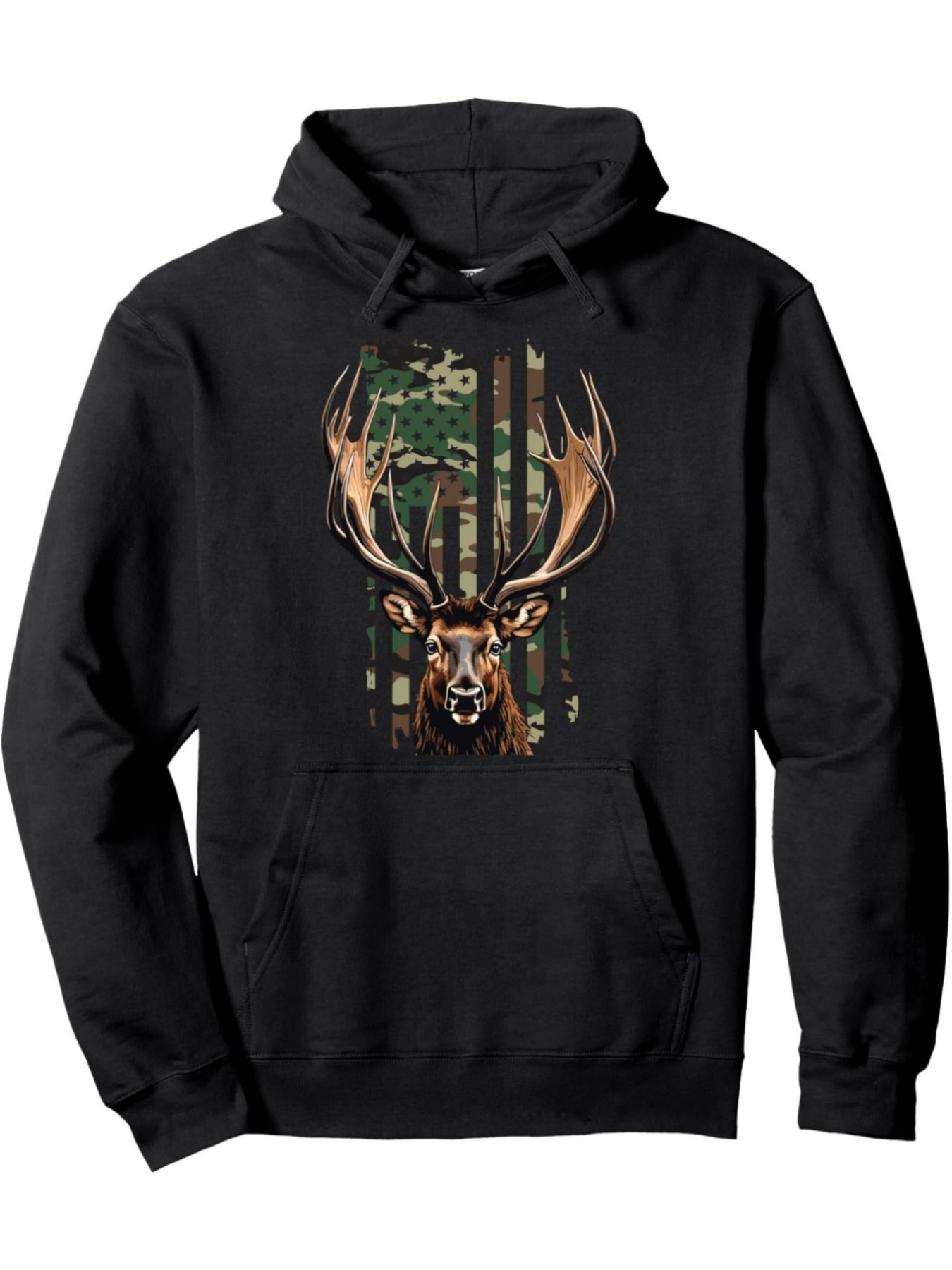 Tailorly Men's Printed Hoodie - Mossy Forest Sunlight Among Ancient Tall Trees Majestic Stag