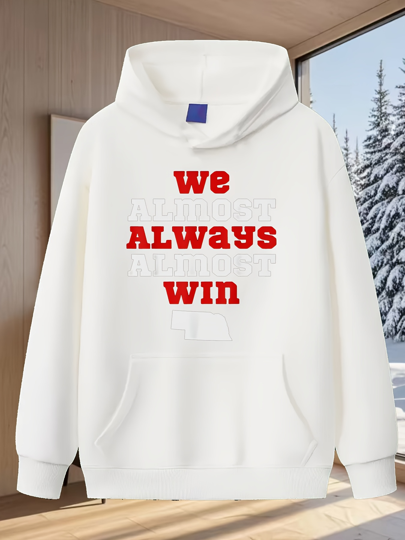 Tailorly Men's Printed Hoodie - We Always Win Bold Red Letters On Cozy Winter Hoodie
