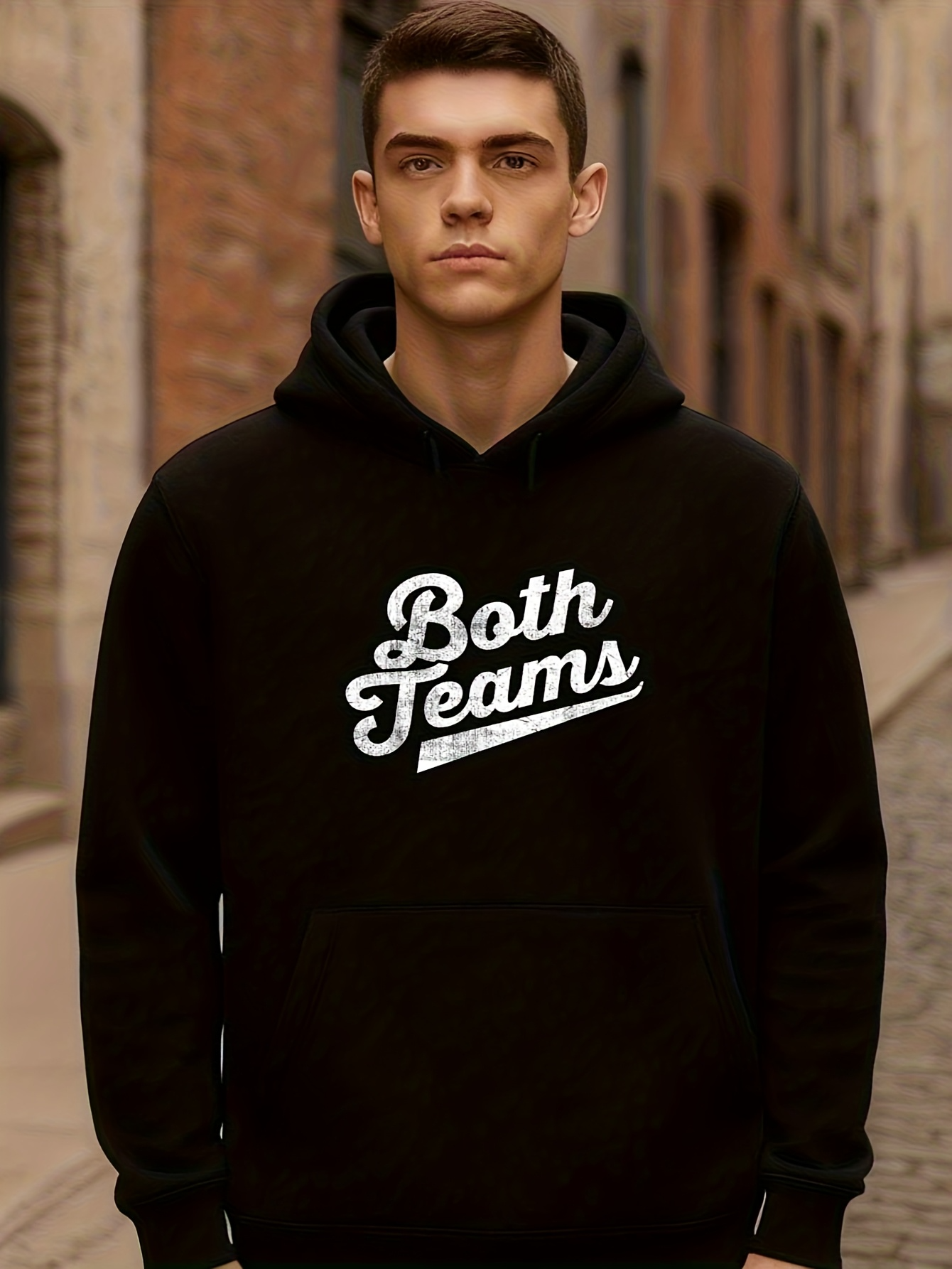 Tailorly Men's Printed Hoodie - Both Teams Bold White Script On Urban Street Hoodie
