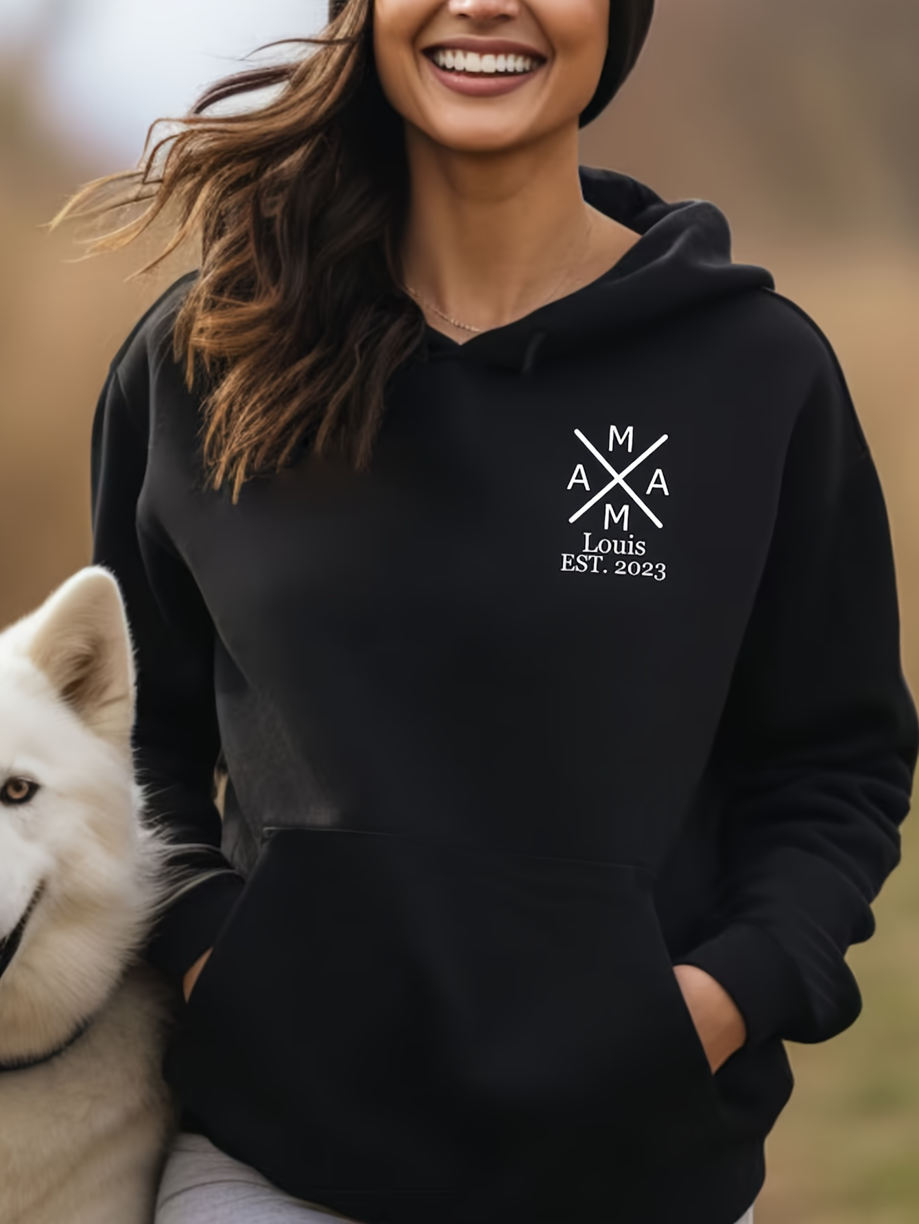 Tailorly Women's Printed Hoodie - Crossed Branches With Text Marking Happy Memories Hoodie