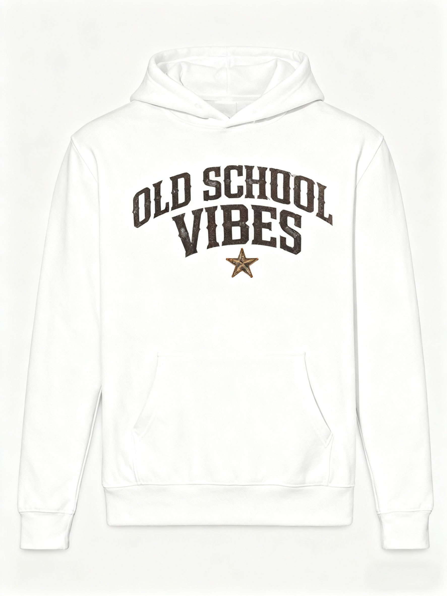 Tailorly Men's Printed Hoodie - Old School Vibes Classic Arched Letters With Golden Star Motif Hoodie