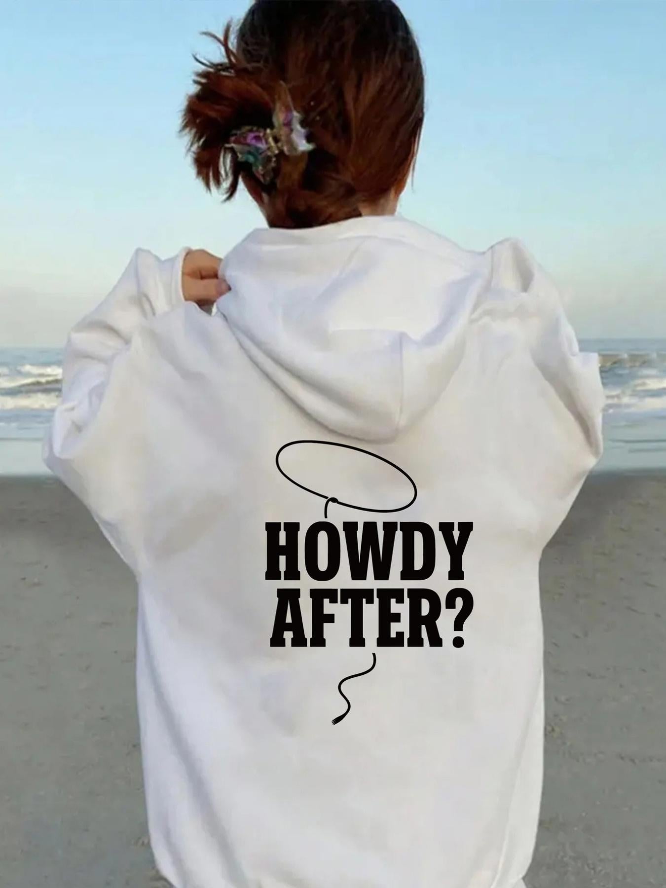 Tailorly Women's Printed Hoodie - Howdy After Question Mark Speech Balloon Hoodie