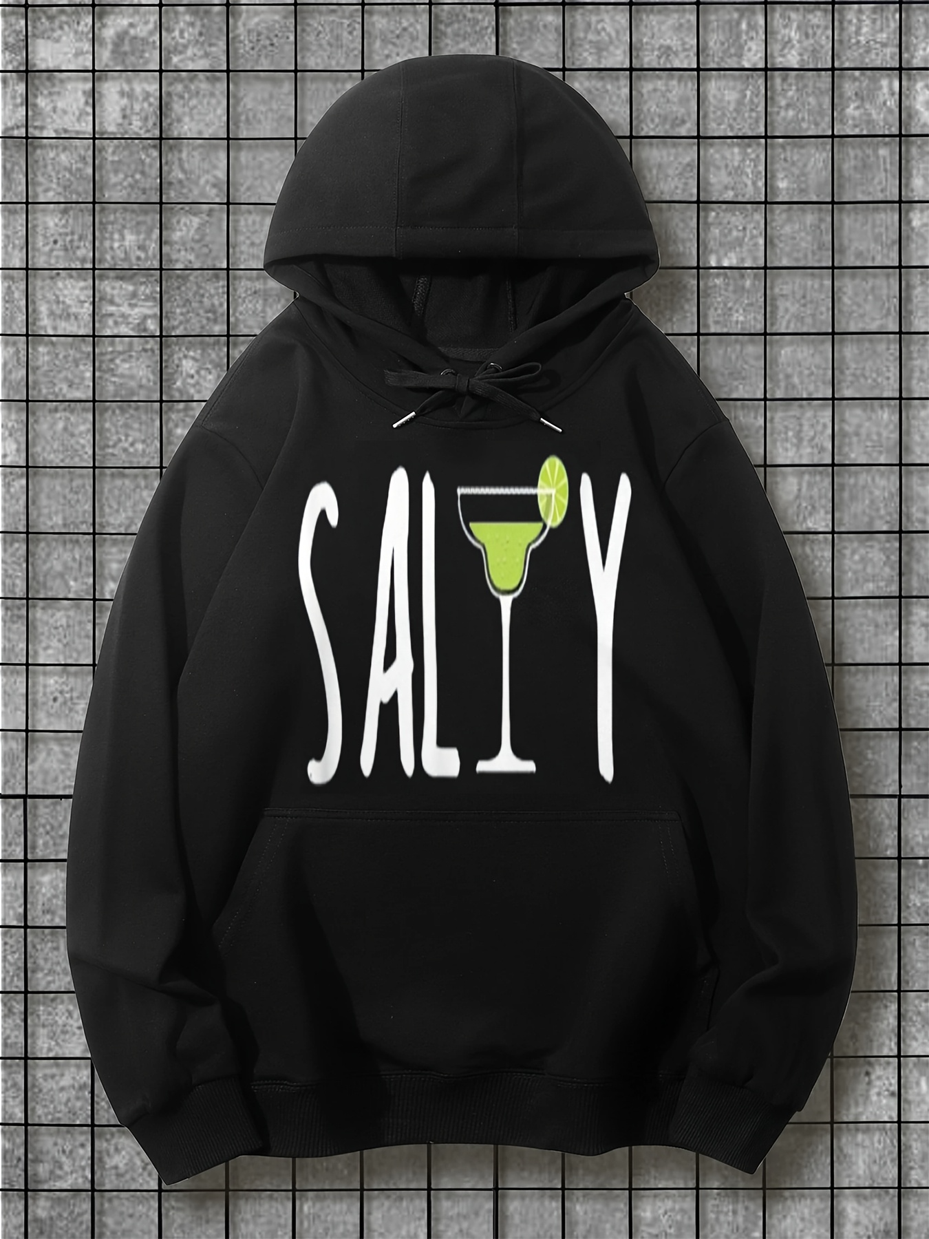 Tailorly Men's Printed Hoodie - Salty Lime Cocktail Glass With Refreshing Drink Garnished Margarita