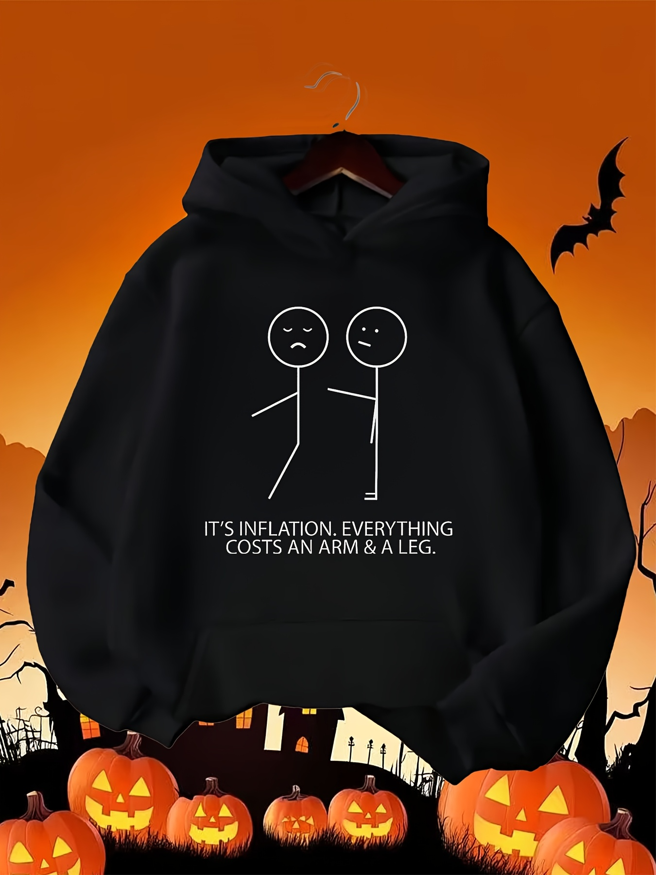 Tailorly Men's Printed Hoodie - Its Inflation Everything Costs An Arm And A Leg Stick Figure