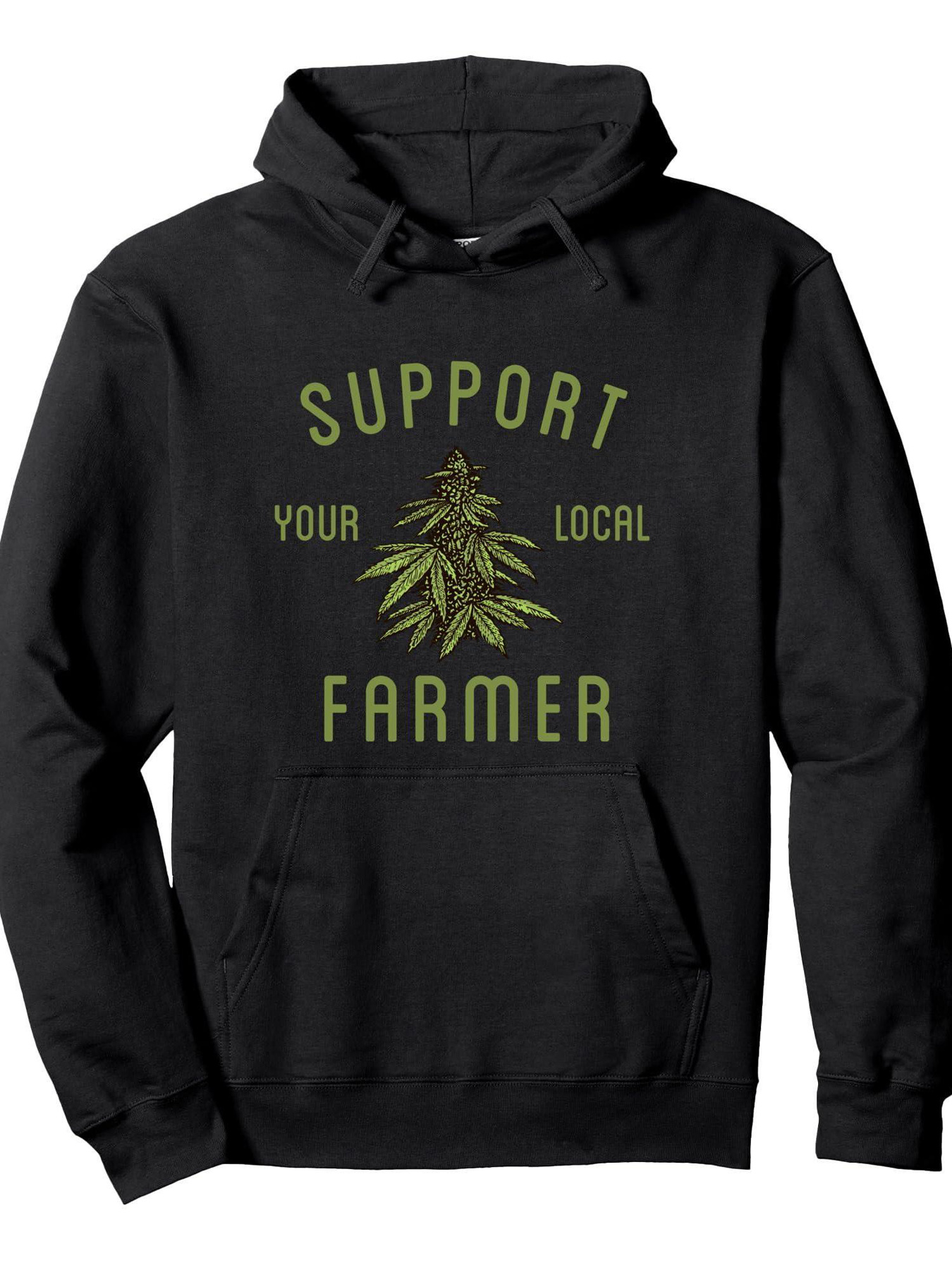 Tailorly Men's Printed Hoodie - Support Your Local Farmer Green Plant Leaf Hoodie
