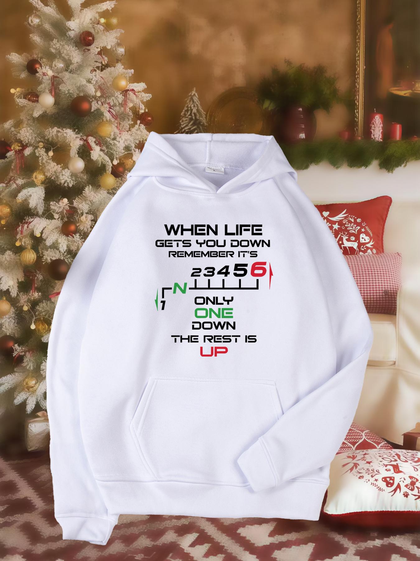 Tailorly Women's Printed Hoodie - When Life Gets You Down Positive Colorful Quotes Numbers Text Hoodie