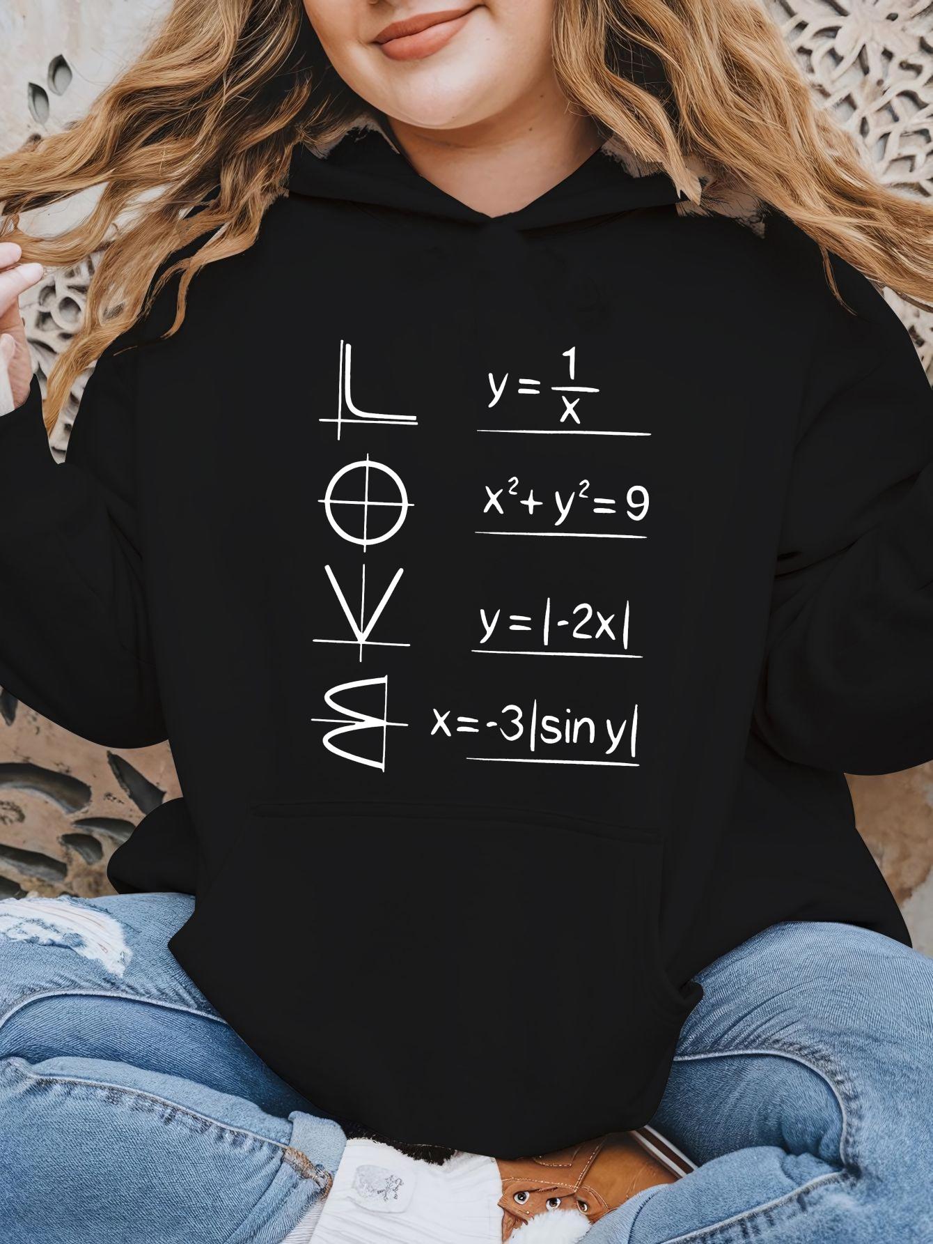 Tailorly Women's Printed Hoodie - Mathematical Equations With Creative Symbols Spelling Out The Word Love