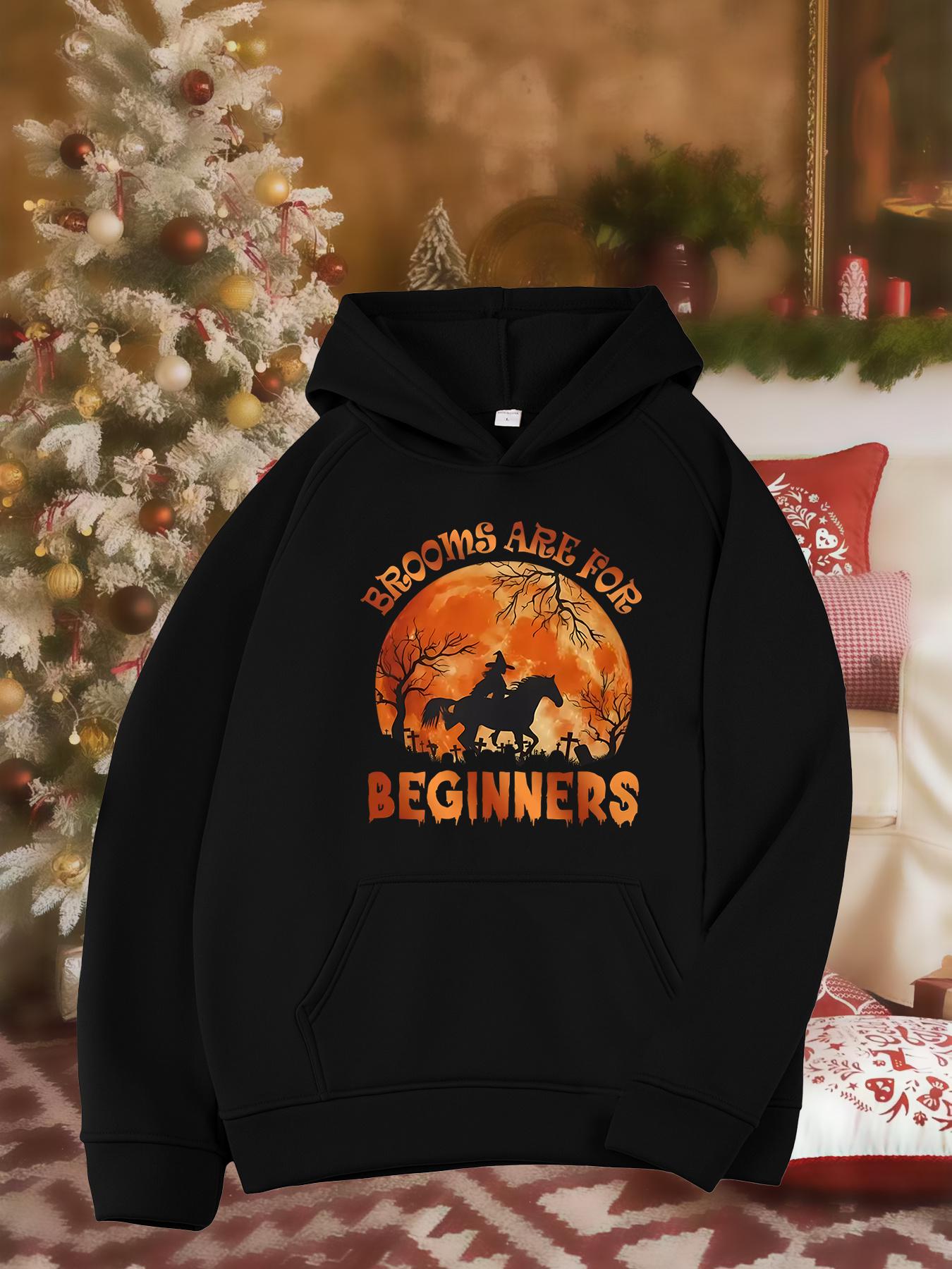 Tailorly Women's Printed Hoodie - Vintage Orange Moon With Trees Wolves And Silhouetted Figures Hoodie