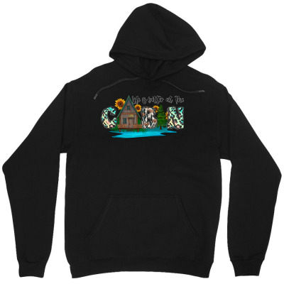 Tailorly Men's Printed Hoodie - Colorful Paradise Night With Sunflowers Moon And Calm Pool