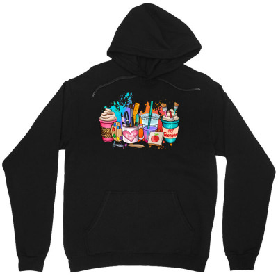 Tailorly Men's Printed Hoodie - Colorful Assorted Drinks And Sweets Displayed On Black Hoodie