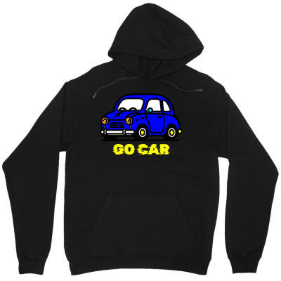 Tailorly Men's Printed Hoodie - Go Car With Cartoon Style Blue Vehicle Among Playful Details Car