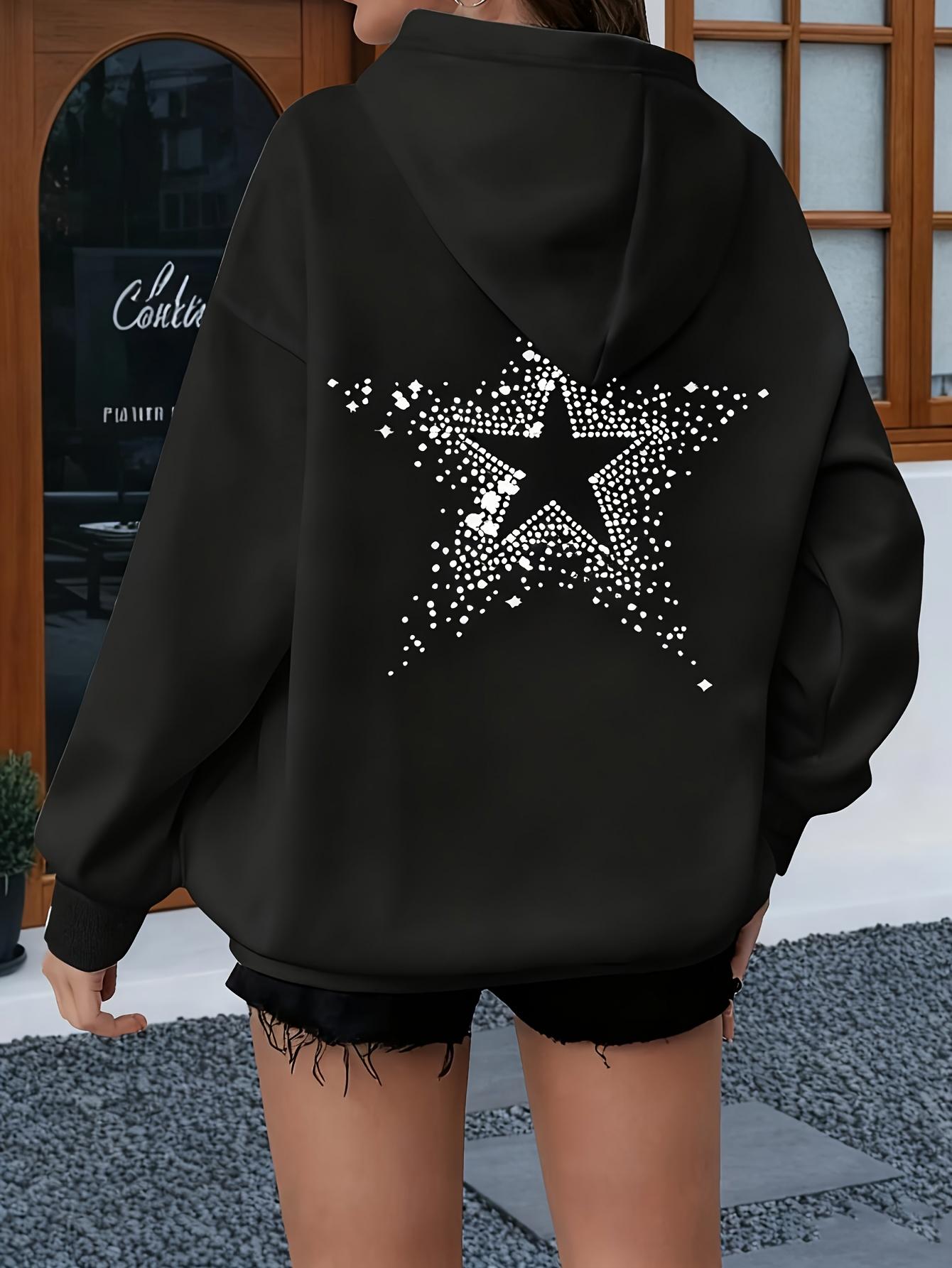 Tailorly Women's Printed Hoodie - Scattered Shining Particles Forming A Radiant Star Galaxy Star
