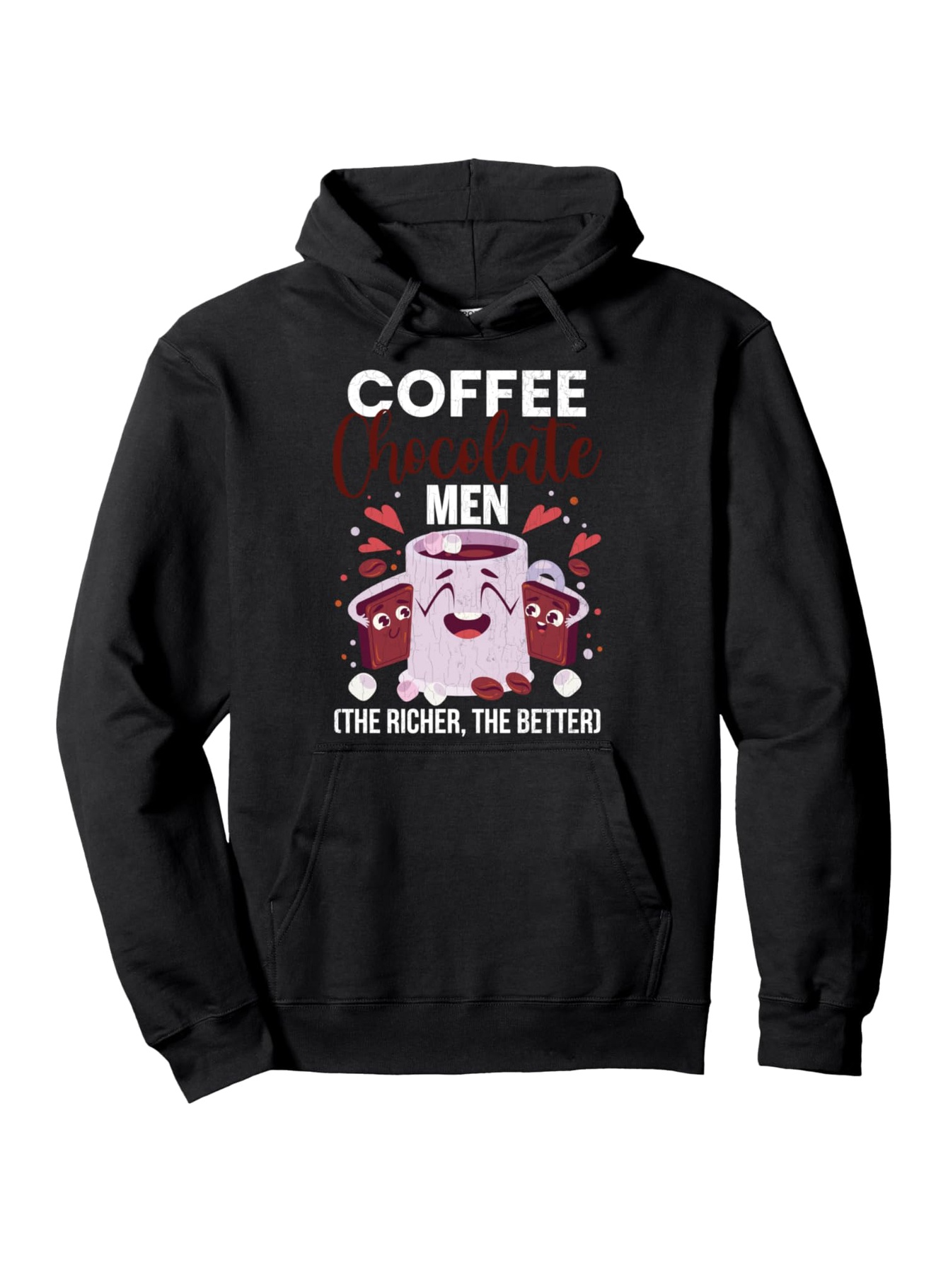 Tailorly Men's Printed Hoodie - Coffee Men With Pink Cartoon Mug Surrounded By Energetic Splashes