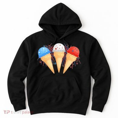 Tailorly Men's Printed Hoodie - Colorful Sprinkles And Fireworks Bursting Above Triple Ice Cream Cone