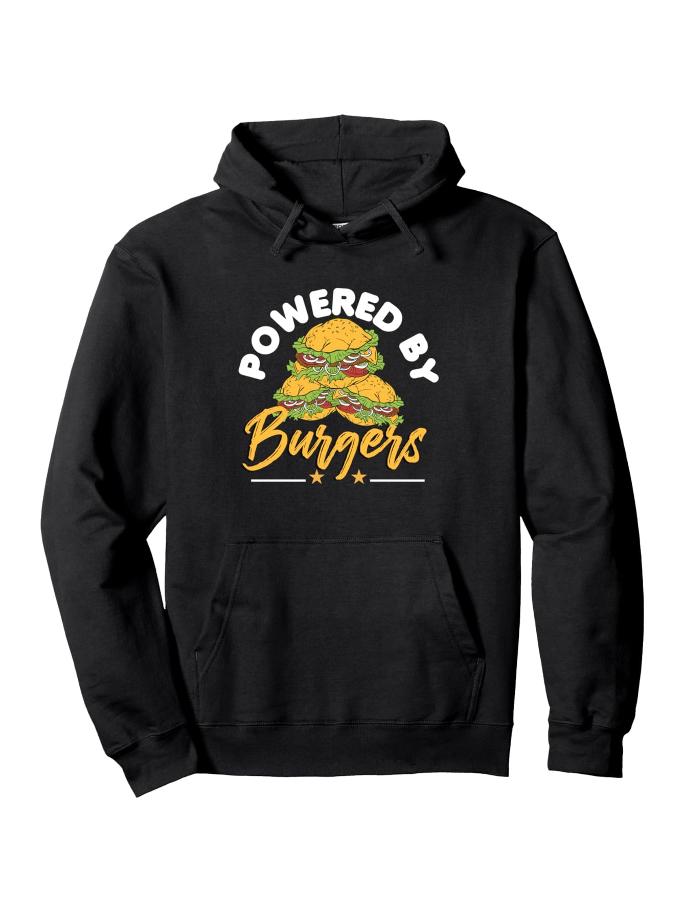 Tailorly Men's Printed Hoodie - Powered By Burgers Melting Cheese With Lettuce Tomato Juicy Beef Burger