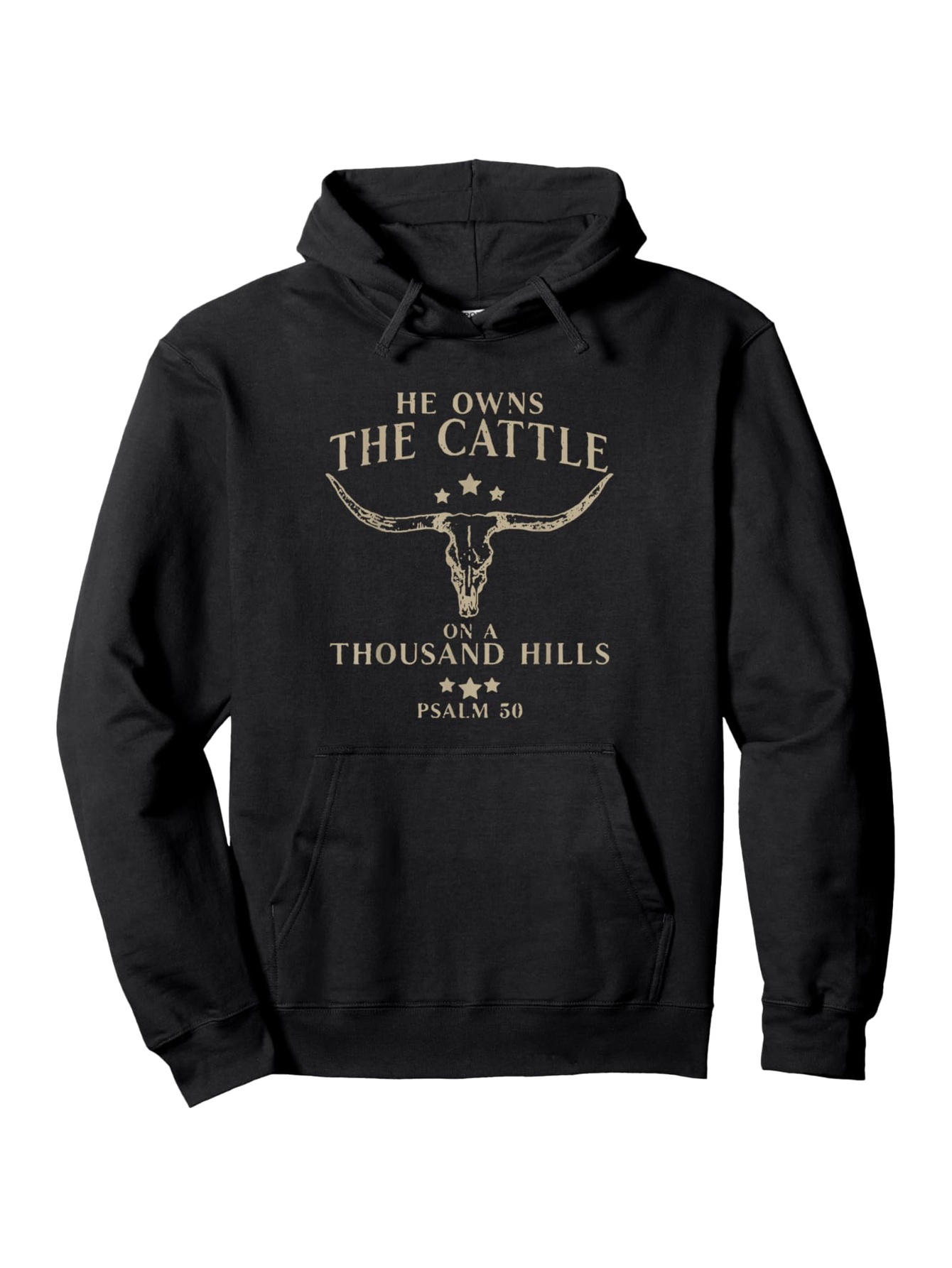 Tailorly Men's Printed Hoodie - He Owns The Cattle Graphic Skull With Retro Western Elements Hoodie