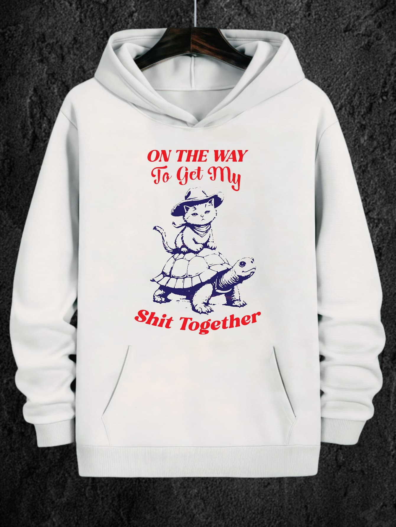 Tailorly Men's Printed Hoodie - On The Way To Get My Shit Together Happy Girl With A Turtle Skateboard Hoodie