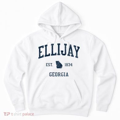 Tailorly Men's Printed Hoodie - Ellijay Est 1894 Classic Typography With Georgia State Motif Hoodie