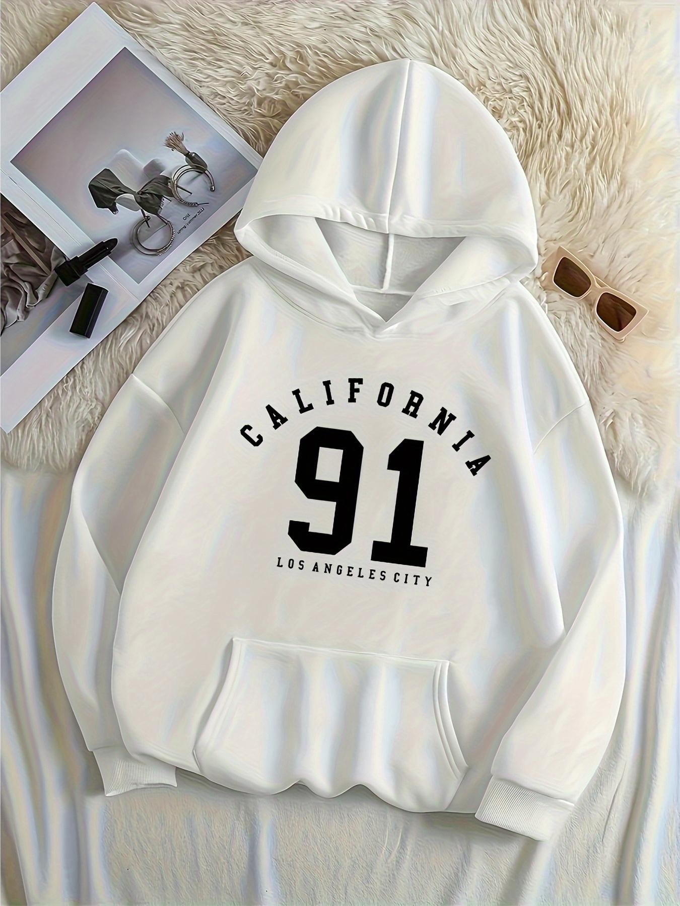 Tailorly Women's Printed Hoodie - California 91 Collegiate Style Numbers Featuring Classic Athletic Hoodie