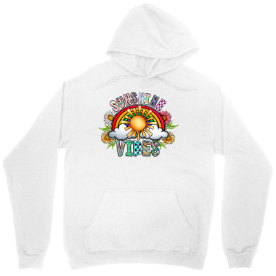 Tailorly Women's Printed Hoodie - Good Vibes With Radiant Sunlight And Colorful Rainbow Surrounded By Clouds Hoodie
