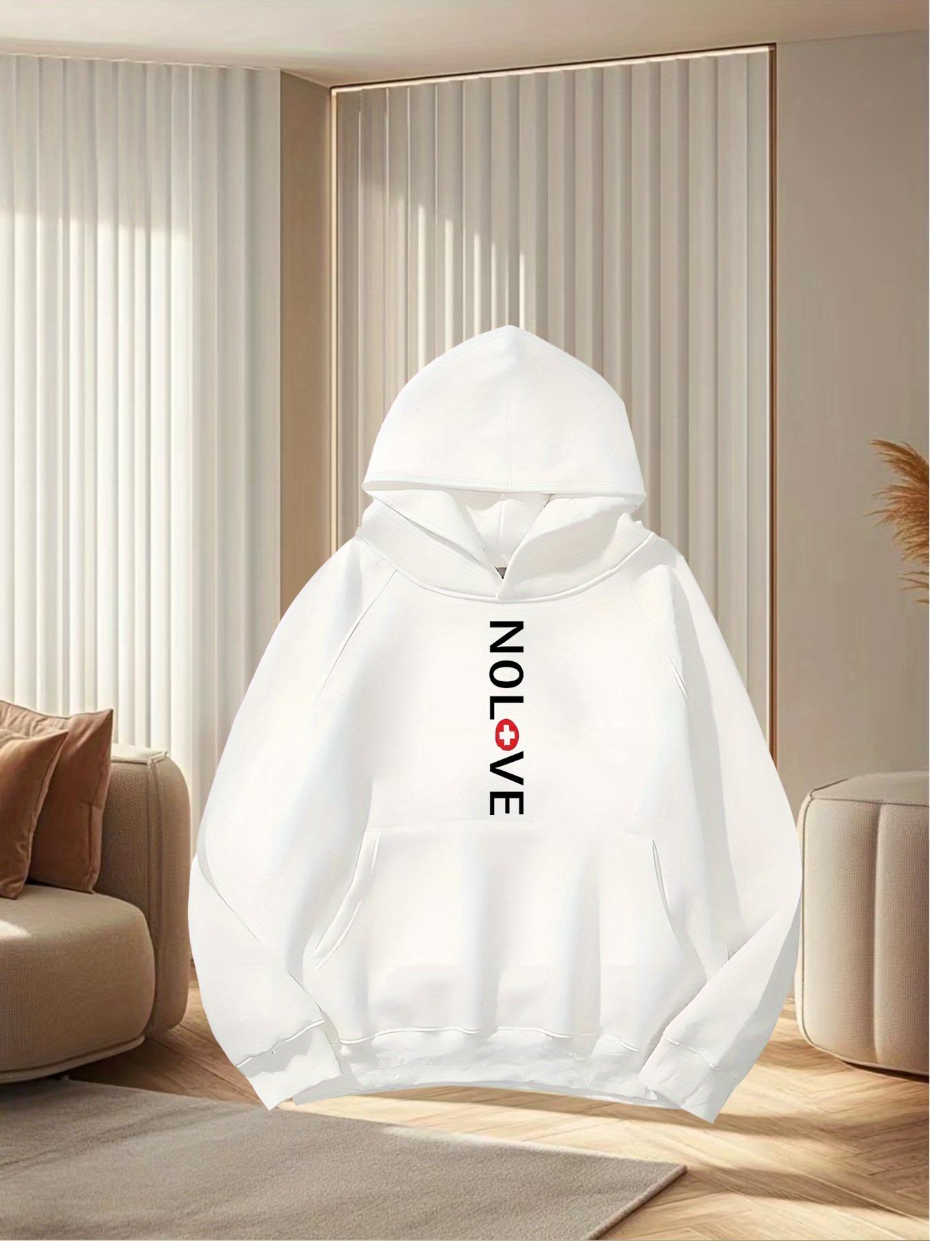 Tailorly Women's Printed Hoodie - No Love Simple Bold Lettering With Red Heart Motif Hoodie