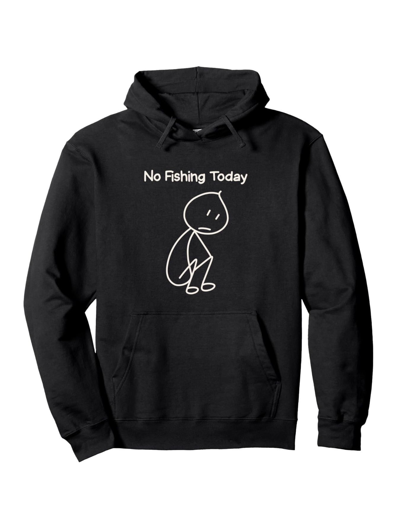 Tailorly Men's Printed Hoodie - No Fishing Today Sad Stick Figure Sitting Alone On Hoodie
