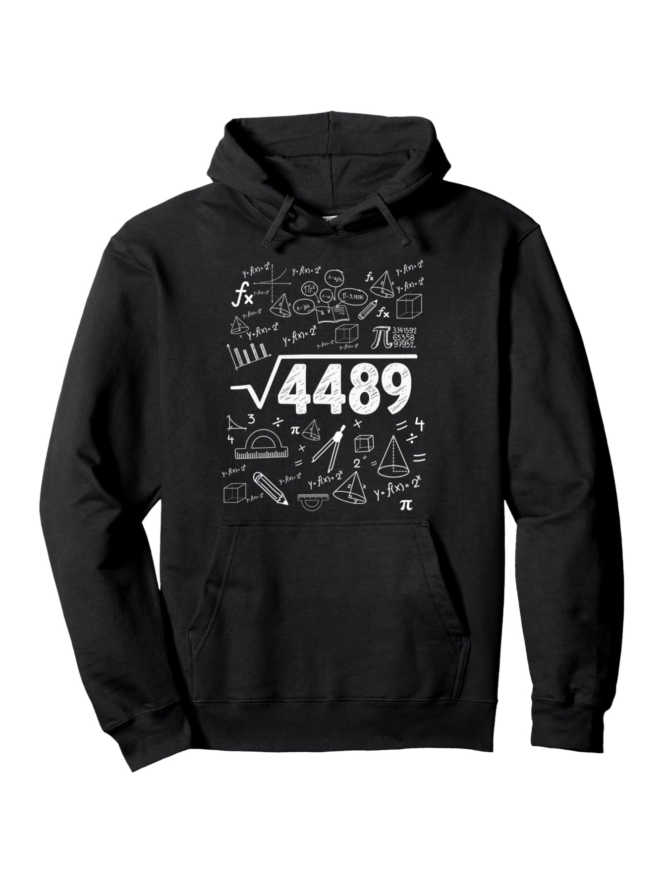 Tailorly Men's Printed Hoodie - Chalkboard Math Formulas With Equations Shapes And Square Root Number Hoodie