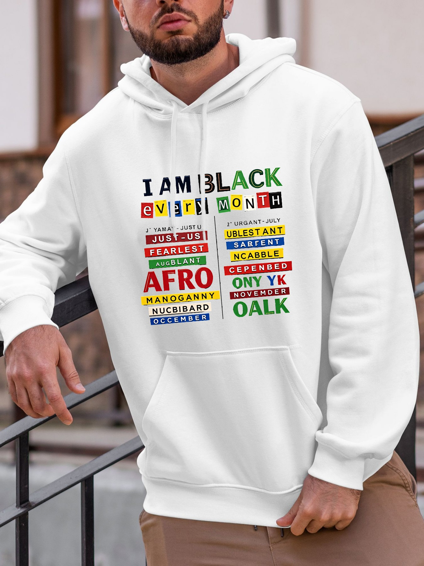 Tailorly Men's Printed Hoodie - I Am Black Afro Identity Proud Heritage Roots Statement Hoodie