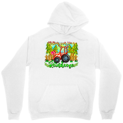 Tailorly Women's Printed Hoodie - Red Tractor Surrounded By Palm Trees And Green Jungle Vegetation Tractor