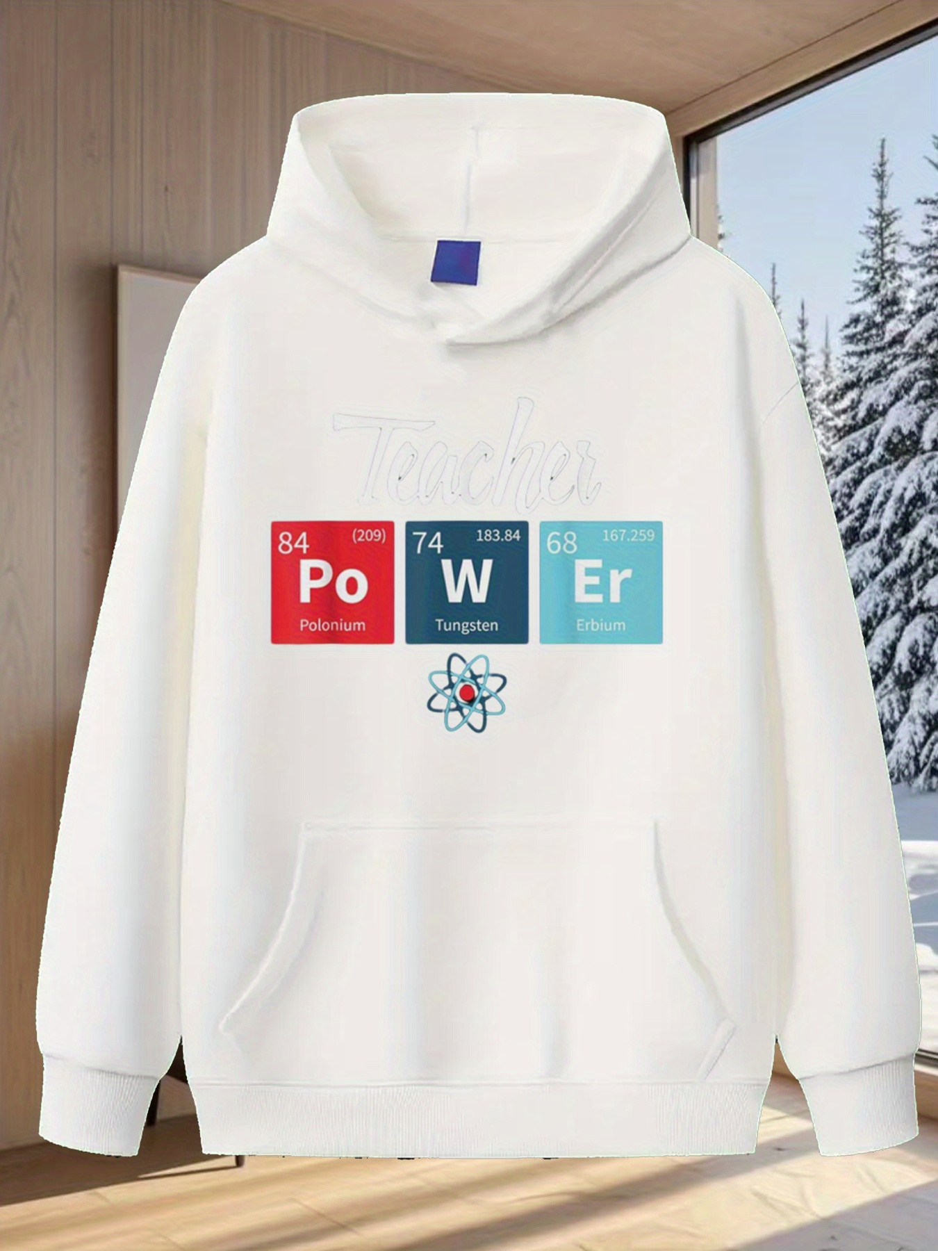 Tailorly Men's Printed Hoodie - Science Chemistry Elements With Symbol And Geometric Diagram Power