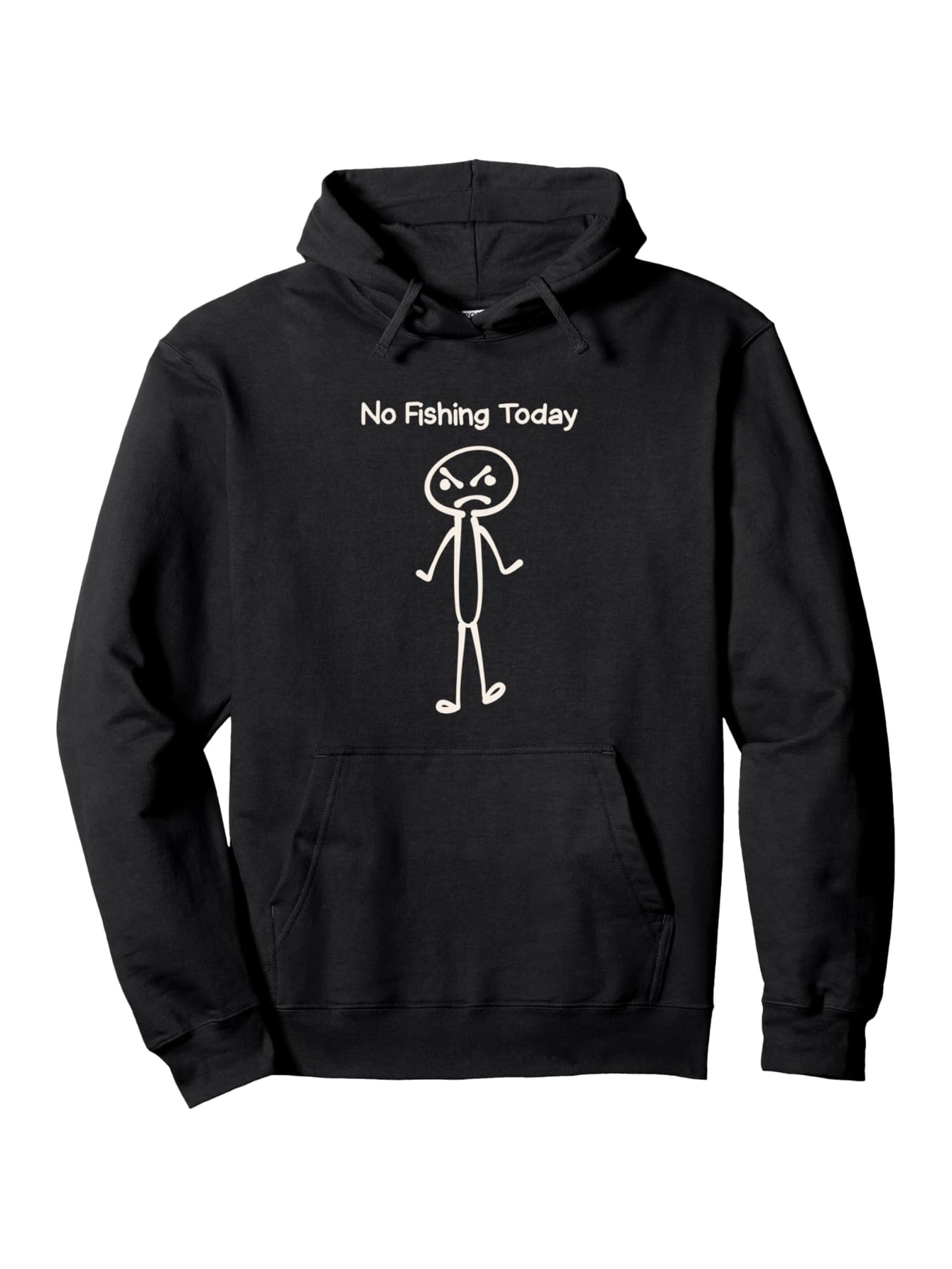 Tailorly Men's Printed Hoodie - No Fishing Today Angry Stick Figure With Simple Bold Expression Hoodie