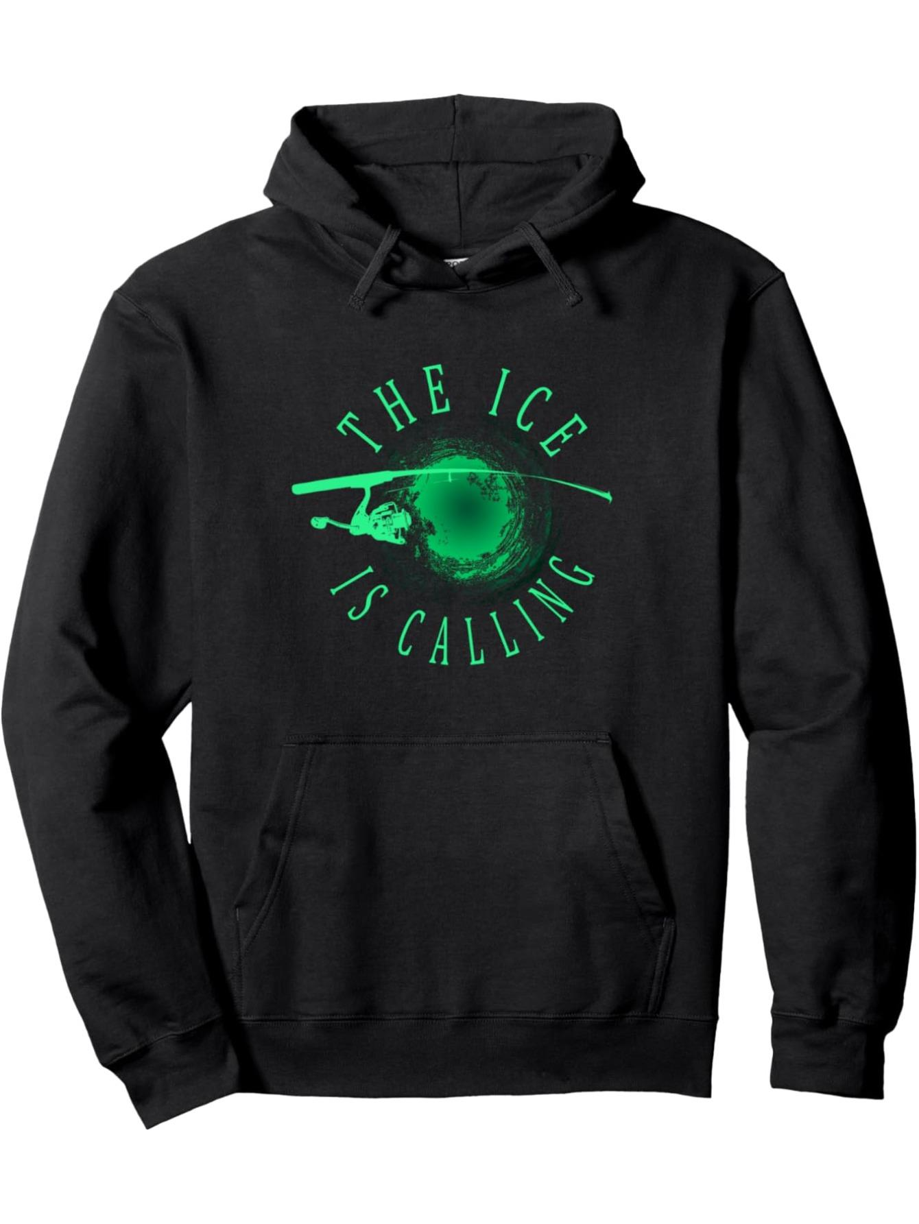 Tailorly Men's Printed Hoodie - The Ice Is Calling Green Aurora Above Misty Mountains Landscape Eye