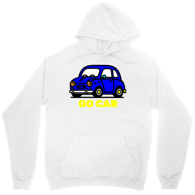 Tailorly Women's Printed Hoodie - Go Car Cartoon Style With Playful Blue Illustration Car