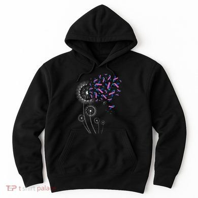 Tailorly Men's Printed Hoodie - Colorful Wishes Floating Among Night Sky Dandelion Puff