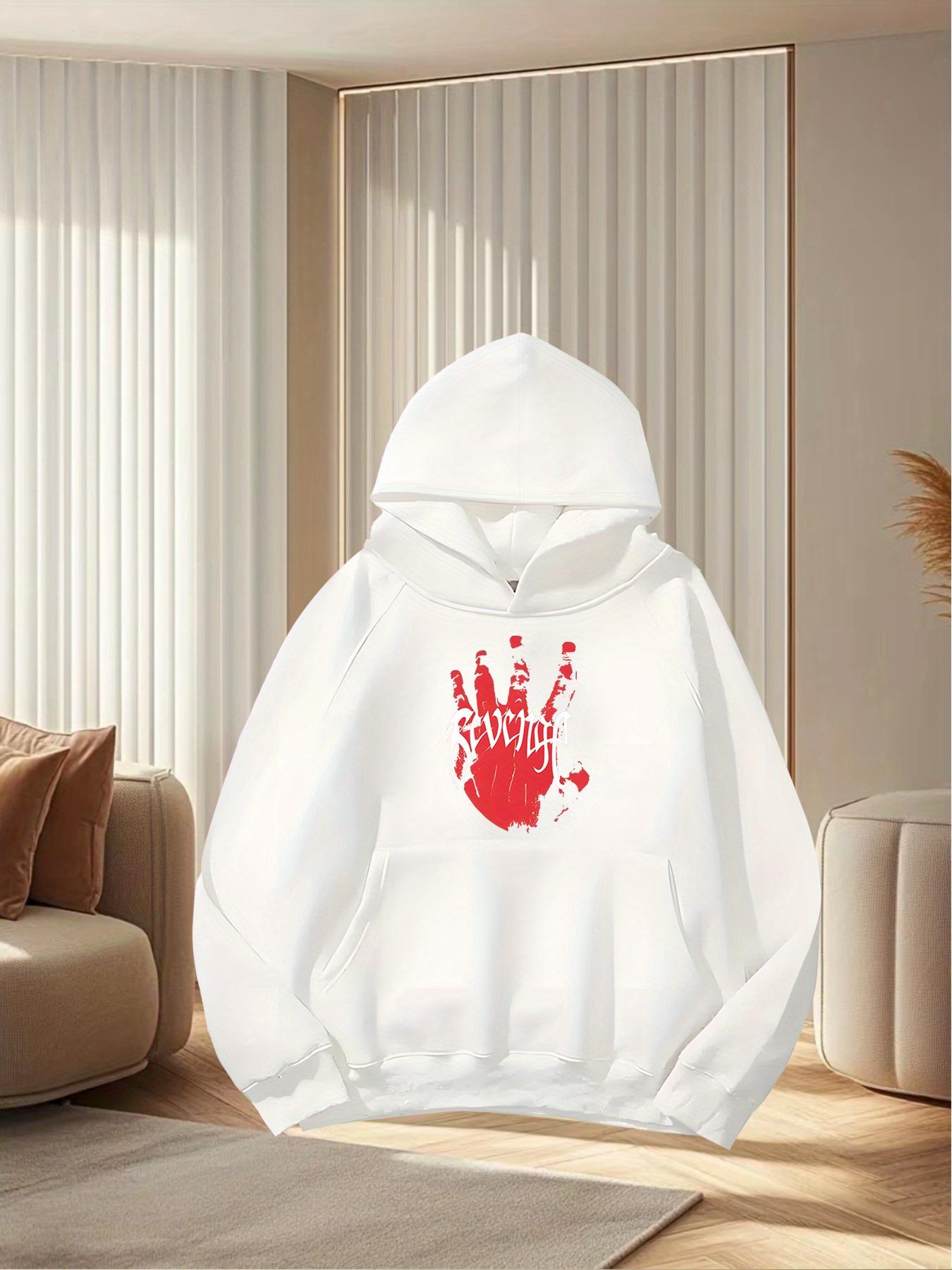 Tailorly Women's Printed Hoodie - Red Paint Stain With Smudged Splatter On Cozy Cotton Handprint