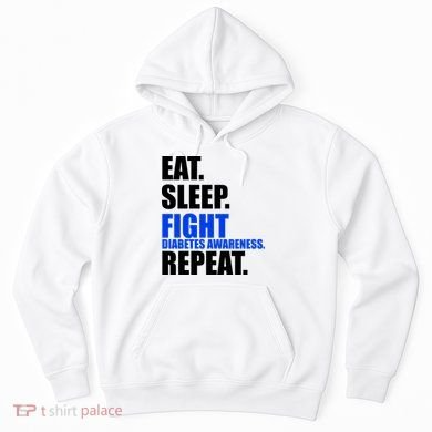 Tailorly Men's Printed Hoodie - Eat Sleep Fight Diabetes Awareness Repeat Bold Motivational Hoodie