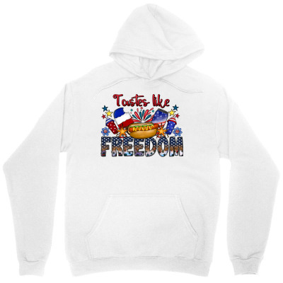 Tailorly Women's Printed Hoodie - Tastes Like Freedom With Fireworks Surrounded By Grilled Sausage And Burger