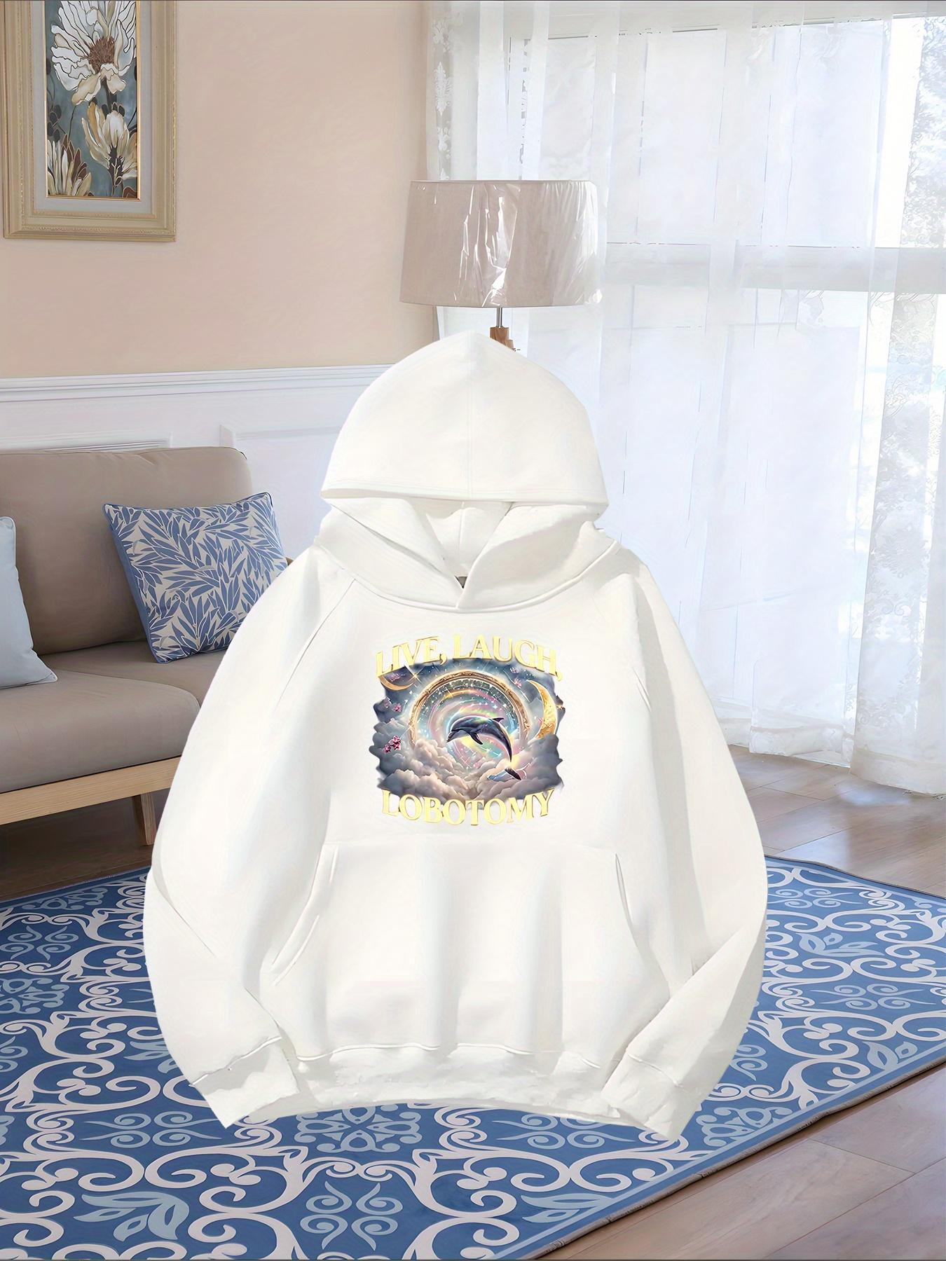 Tailorly Women's Printed Hoodie - Colorful Ocean Waves With Dolphins Surfing Under Sunlight Centerpiece Dolphin
